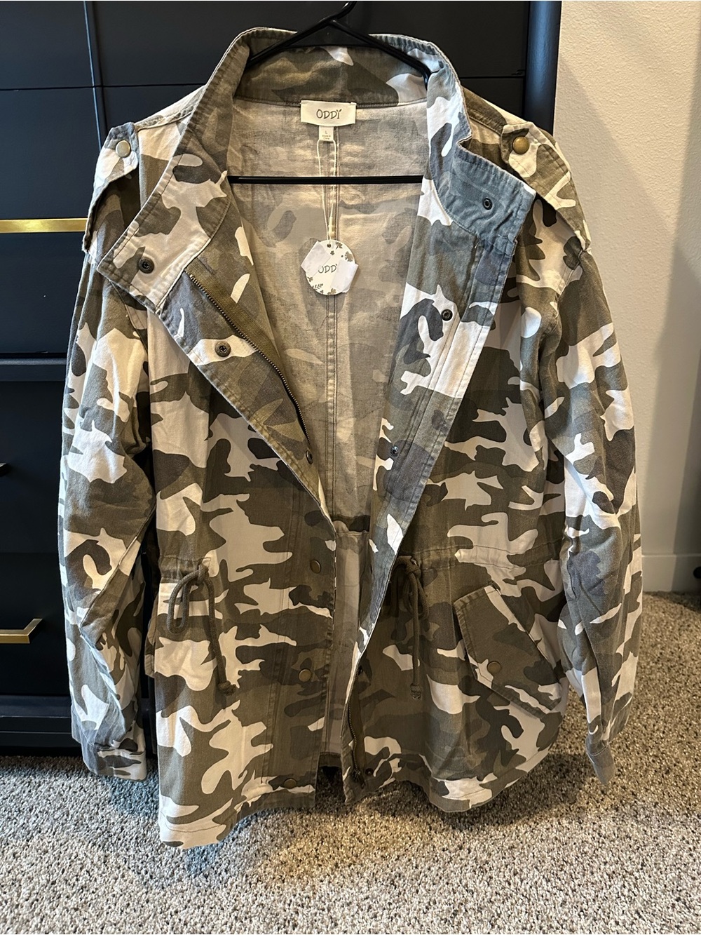 ODDI Olive Camo Utility Jacket with Drawstring Waist